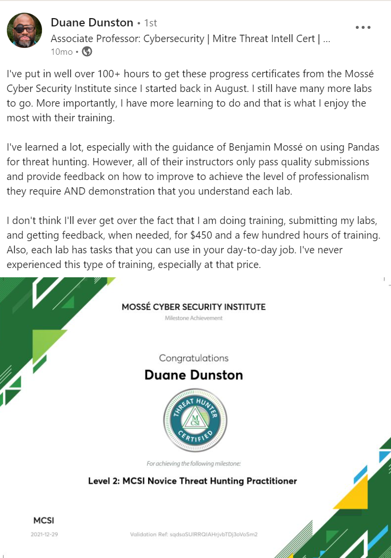 Duane Dunston Testimonial