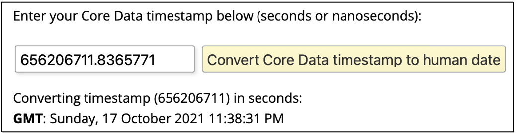   convertion of a timestamp to human readable time